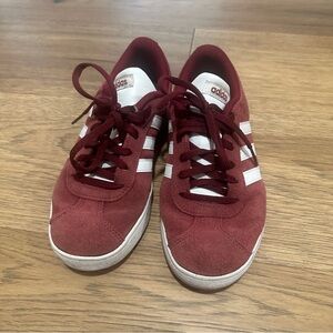 Adidas Burgundy Sneakers with White Accents women’s 6, 4y, EU36